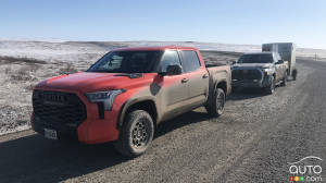 The two 2022 Toyota Tundras on the Dempster Highway